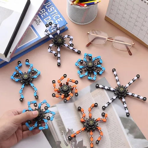 Miniatura 6 de Jerify Paquete de 40 divertidos juguetes sensoriales para la ansiedad con cadena transformable, robot de dedo de juguete de bricolaje, spinners