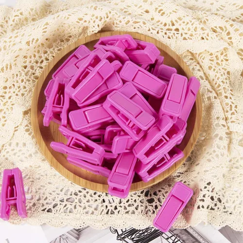 Miniatura 8 de KISEER Juego de 40 pinzas de plástico para colgar el bebé, juego de pinzas para colgar ropa de terciopelo (rosa)