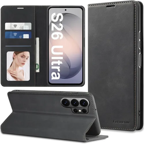 Miniatura 11 de Funda de piel con tapa para Samsung Galaxy Z Flip 3, con protección de bisagra, delgada y magnética tipo cartera [1 tarjetero], funda protectora a
