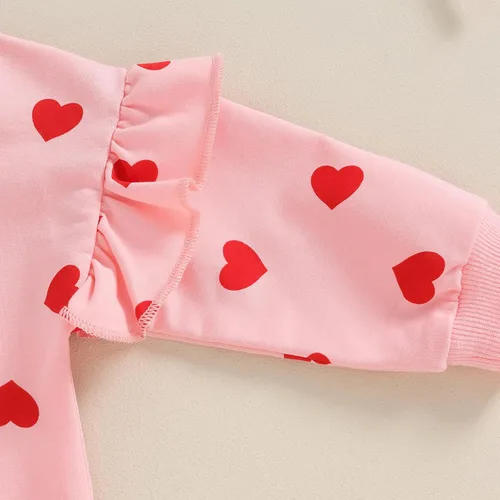 Miniatura 109 de SOLILOQUY Traje de manga larga con cuello redondo para el primer día de San Valentín para bebé niño y niña, mameluco de corazón de amor