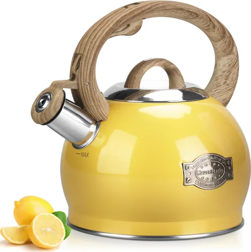Miniatura 10 de Hauce Radio Hervidor de té, tetera silbante de acero inoxidable de grado alimenticio para estufa con mango ergonómico anti-calor, boquilla para té