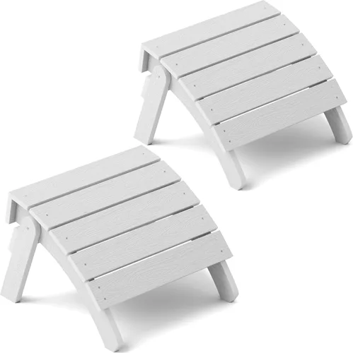 Miniatura 10 de YEFU Adirondack - Juego de 2 otomanas Adirondack, reposapiés de patio, reposapiés Adirondack plegable, resistente a la intemperie para silla Gris