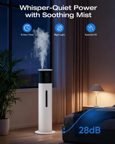 Miniatura 6 de Humidificador de 13L para habitación grande, tiempo de funcionamiento de 100 horas, 28 dB, silencioso, humidificadores de aire de niebla fría