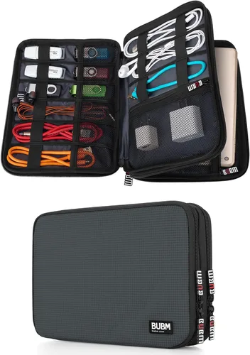 Miniatura 9 de Organizador de equipaje con doble capa para viajes BUBM, para llevar dispositivos y accesorios electrónicos., Azul, 2 capas M