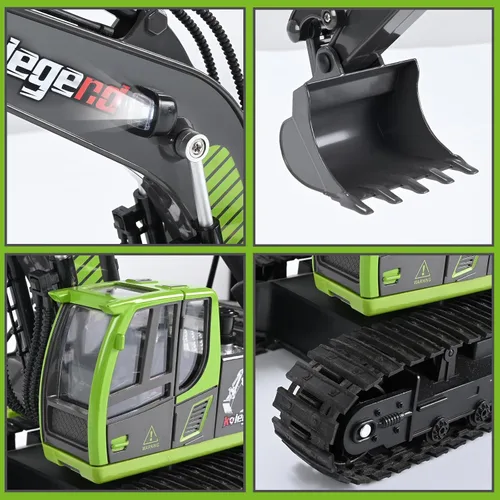 Miniatura 7 de kolegend Excavadora de juguete a control remoto de 16 pulgadas, 11 canales RC vehículos de construcción, transportadores hidráulicos, juguetes