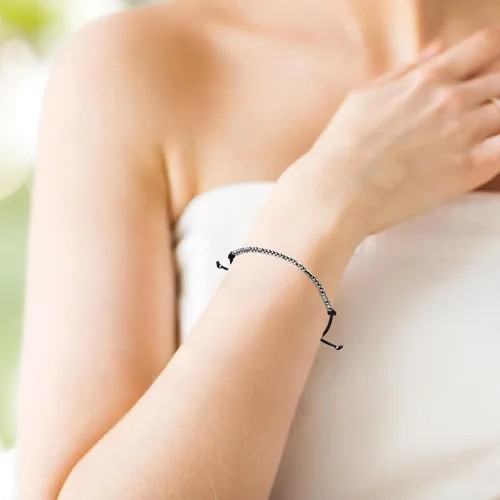 Miniatura 4 de ASELFAD - Pulseras para mujer con código morse, cuentas de plata de ley en un cordón, regalo de joyería divertida para amistades, regalo para su