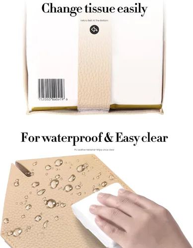 Miniatura 7 de Funda para Caja de Pañuelos, Jeethemy Porta Caja de Pañuelos Cuadrada de Cuero PU, Moderno Estuche de Pañuelos Organizador Dispensador de Papel
