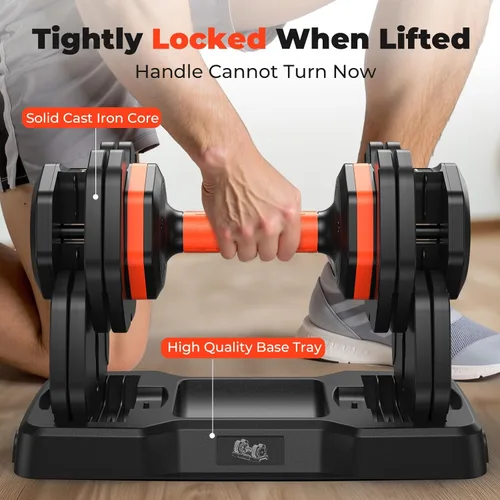 Miniatura 5 de FLYBIRD - Juego de mancuernas ajustables de 2 piezas, juego de mancuernas de 110LB/50LB para ejercicio y fitness en el gimnasio en casa, cambio Par