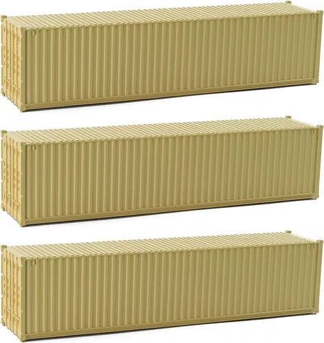Miniatura 11 de 3pcs HO Escala sin decorar 40 ' (pies) Contenedores de envío 1:87 Contenedor lateral acanalado blanco C8740W