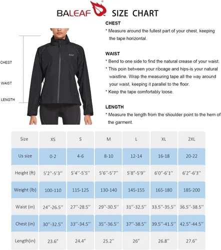 Miniatura 7 de BALEAF Chaquetas impermeables para mujer, cortavientos resistentes al viento, para correr, ligeras, reflectantes, plegables, con capucha