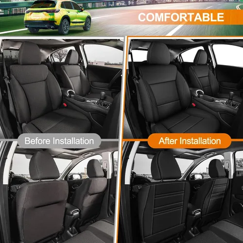 Miniatura 4 de DISUTOGO Fundas de asiento personalizadas para Honda HRV 2016-2018 EX EX-L y 2016-2022 LX Juego completo de cojines de asiento de cuero sintético