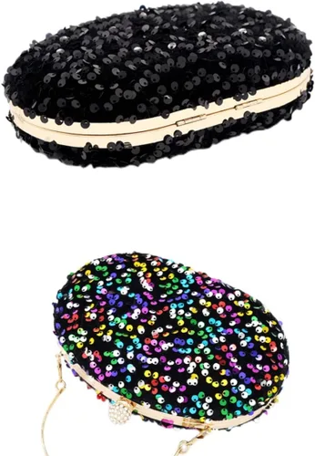 Miniatura 6 de IAMUHI Bolso de mano con lentejuelas pequeñas, bolso de noche con asa superior, mini bolso cruzado de hombro cuadrado