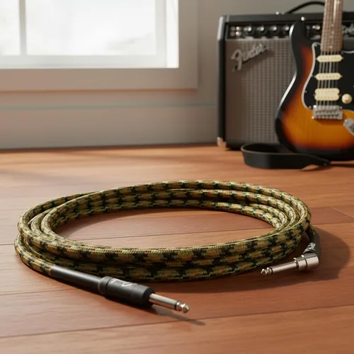 Miniatura 5 de Fender Cable de instrumento profesional de 18.6 pies en ángulo recto camuflaje del bosque - 1 paquete
