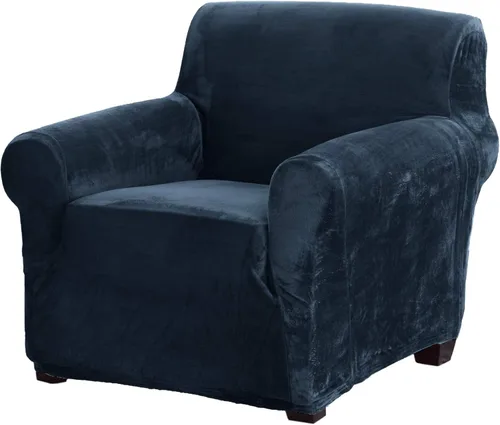 Miniatura 21 de Great Bay Home Funda elástica de felpa de terciopelo para silla con brazo, protector de muebles de silla de terciopelo, suave, antideslizante, alta