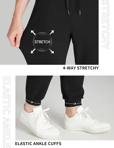 Miniatura 49 de Idtswch 30/32/34/36/38/40. Pantalones deportivos altos para hombre, extra largos, con bolsillos con cremallera