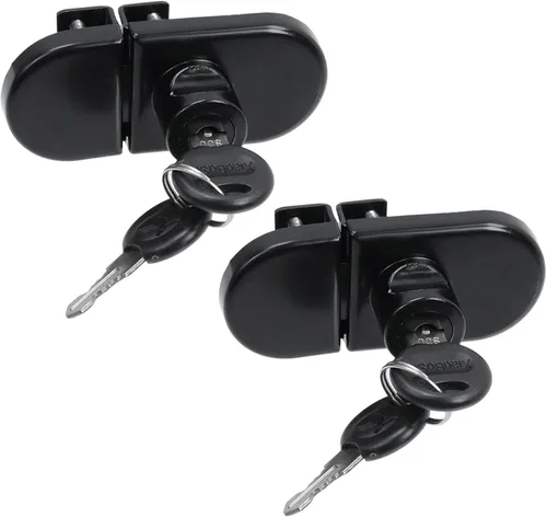 Miniatura 12 de Cerradura de vitrina sin taladro para vidrio de 0.2 a 0.3 pulgadas, llave igual, montaje puerta a puerta, 2 juegos ovalados cromados de 3.35 x 1.49