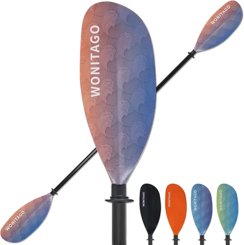 Remo de kayak con eje de fibra de vidrio y hoja de nailon reforzado, remos de kayak ajustables, 3 piezas, 90.6-98.4 in/90-98 pulgadas, 82.7-90.6