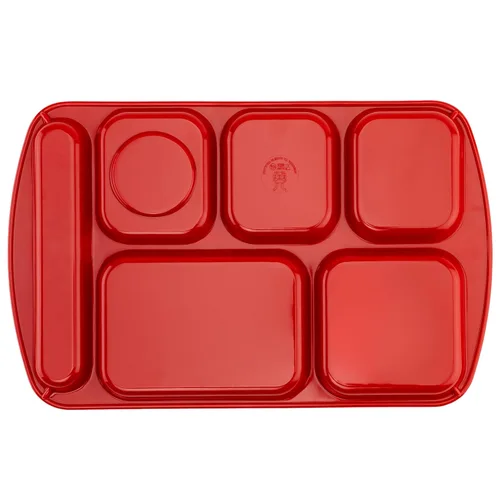 Miniatura 4 de G.E.T. Bandeja escolar para cafetería con 6 compartimentos, para zurdos, 10 x 14 pulgadas, verde bosque (paquete de 4)
