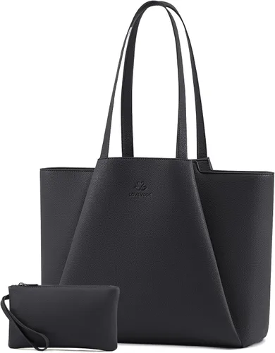 Miniatura 12 de LOVEVOOK Bolso de hombro para portátil para mujer - Bolso de 15.6 pulgadas de cuero sintético con cartera, bolso de oficina de gran capacidad