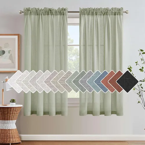 Miniatura 11 de H.VERSAILTEX Cortinas de Lino con Textura Filtradoras de Luz para Tratamiento de Ventanas de Sala de Estar, Cortinas Naturales Duraderas