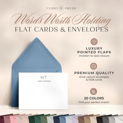 Miniatura 2 de Curio Press Papelería personalizada para mujeres y hombres, tarjetas de agradecimiento planas A2 con tarjetas de notas personalizadas, tarjetas