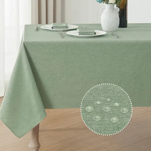 Miniatura 25 de Veblandy Mantel rectangular impermeable de 60 x 104 pulgadas, mantel texturizado de lino, resistente a las manchas y a las arrugas, lavable, mantel