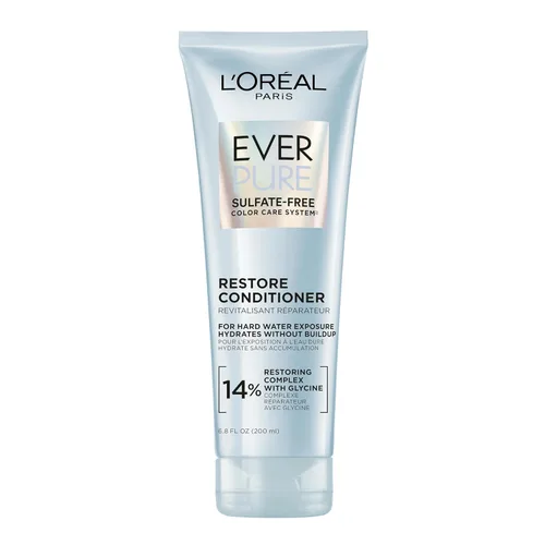 L'Oreal Paris Acondicionador Restore sin sulfato con antioxidantes, acondicionador hidratante para exposición al agua dura y acumulación de peinado,