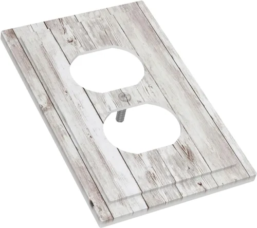 Miniatura 1199 de Placa Decorativa de Pared de Granja Rústica con Cuerno de Madera para Puerta de Granero 1 Banda Duplex Cubiertas de Toma Eléctrica Soltera