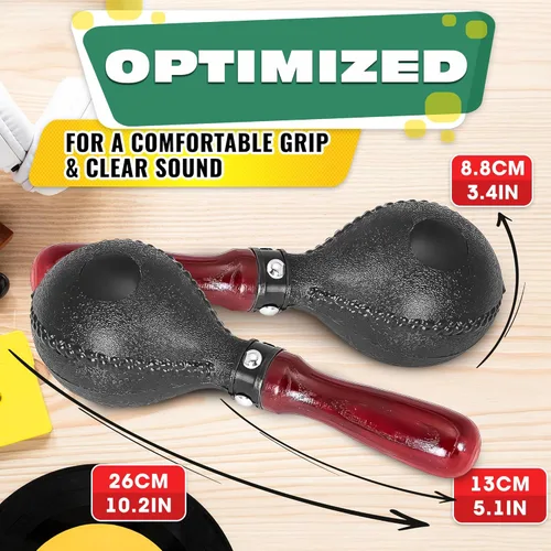 Miniatura 2 de 2 piezas de maracas para adultos – Instrumento de percusión duradero de 10.2 pulgadas, bueno para música mexicana, fiestas y actuaciones