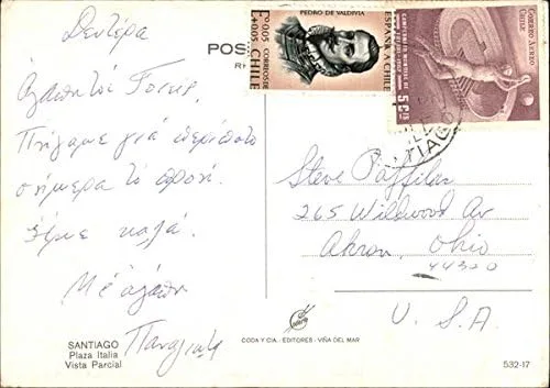 Miniatura 2 de Plaza Italia Santiago, Chile Postal Vintage Original