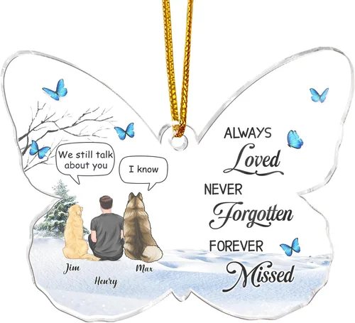 Miniatura 15 de Gossby Adorno conmemorativo de perro en forma de mariposa de acrílico personalizado – Regalo personalizado de condolencias de perro con diseño