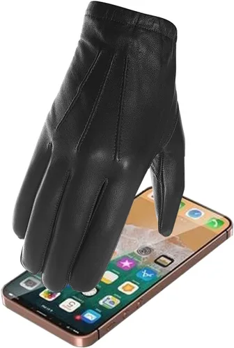 Harssidanzar Guantes de policía de cuero sin forro fino para hombre GM031