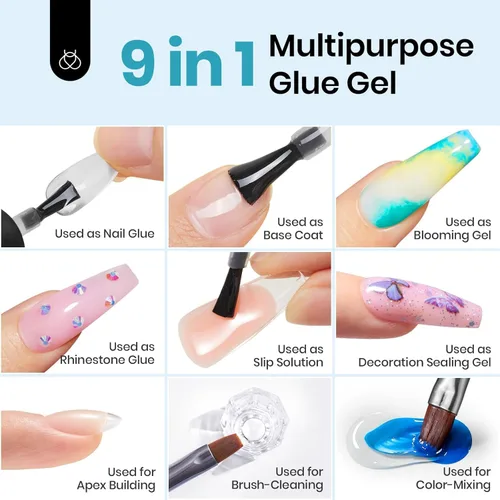 Miniatura 5 de Beetles kit de uñas de gel almendra corta, 500 piezas de puntas de uñas de gel almendra extra cortas preformadas transparentes, juego de extensión