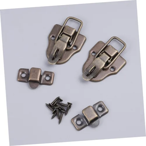 Miniatura 5 de 2pcs caja de madera antigua cerradura gancho cerraduras aleación pestillo