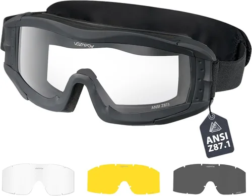 Miniatura 7 de Airsoft - Gafas de seguridad antivaho con certificación ANSI Z87.1, resistentes a los impactos, gafas de tiro tácticas Lente de doble capa P1