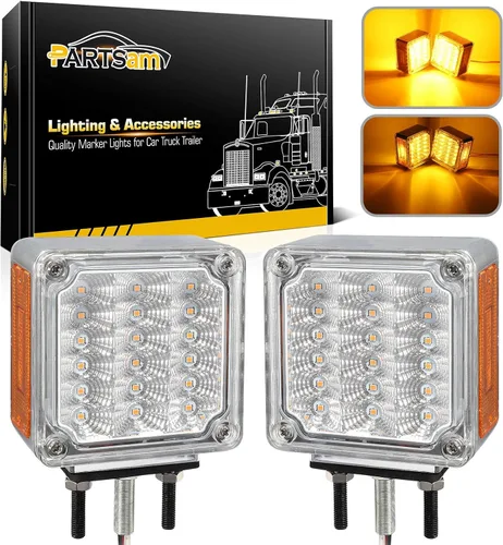 Miniatura 8 de Partsam Luces LED de Pedestal Ámbar/Ámbar de Doble Cara 39 Luces LED de Señal de Giro Montaje con Perno Luces de Guardabarros Luces Laterales