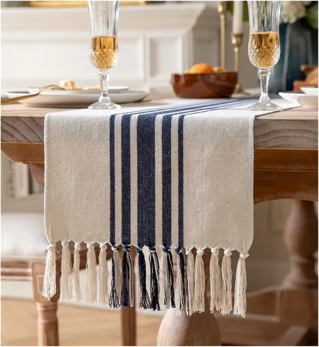 Miniatura 7 de Camino de mesa bohemio para decoración moderna de granja, decoración de mesa de comedor de 13 x 72 pulgadas de largo con borlas hechas a mano