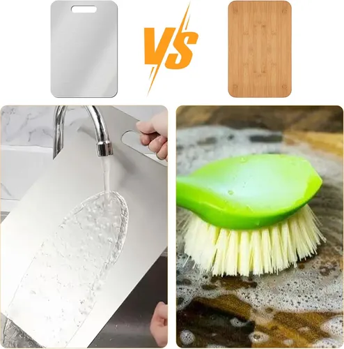 Miniatura 6 de Tabla de cortar de titanio, tablas de cortar de acero inoxidable para cocina, tablero de titanio de grado alimenticio de doble cara para cortar