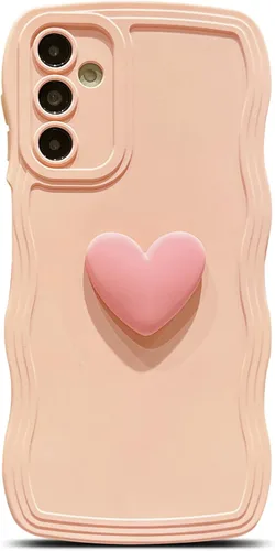 Miniatura 23 de Funda para Samsung Galaxy S22 para mujer, linda funda Kawaii 3D Love Heart color sólido rizado ondulado lente de cámara cubierta a prueba de golpes