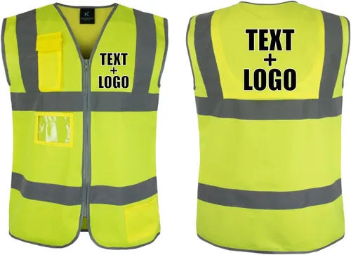 Miniatura 6 de Kolossus Chaleco de seguridad personalizado, reflectante de alta visibilidad, personaliza tu logotipo, amarillo, naranja, ropa de trabajo