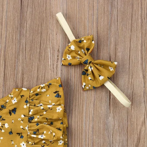 Miniatura 6 de VISGOGO Conjunto de ropa a juego para bebés y niñas, con diseño floral, para la diadema