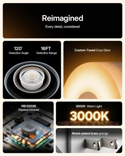 Miniatura 3 de YELKO Luz nocturna con sensor de movimiento: luz nocturna LED antideslumbrante blanca cálida de 3000 K, ultra brillante, acogedora, suave,