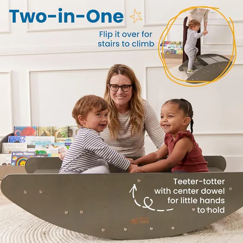 Miniatura 4 de ECR4Kids Mecedora y centro de juegos de escalones, de madera, muebles Montessori, Grey Wash