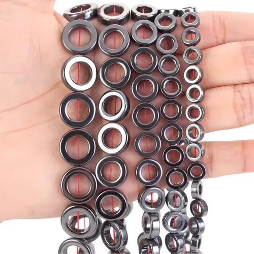 Miniatura 4 de HAAMIIQII 35 piezas de cuentas de gema suelta de hematita negra natural de 12 mm en forma circular, cuentas de piedra espaciadora para hacer