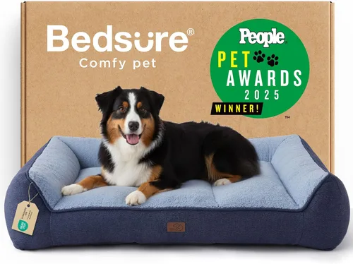 Miniatura 20 de Bedsure Cama ortopédica para perros de tamaño mediano, camas extra gruesas de apoyo para perros medianos con funda impermeable lavable, cómodo sofá