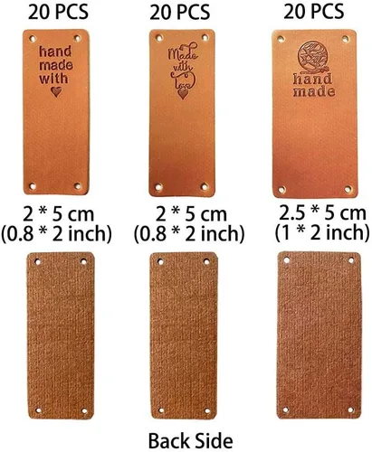 Miniatura 5 de Juland Etiqueta de piel sintética hecha a mano, adorno de etiqueta en relieve, accesorios de bricolaje para jeans, bolsas, zapatos, sombrero, 60
