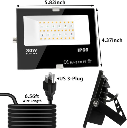 Miniatura 7 de MELPO - Proyector LED impermeable de 15 W con control remoto y 3 enchufes, RGB, blanco frío y cálido