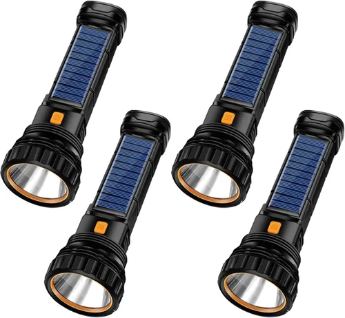 Miniatura 9 de E-SHIDAI Linterna solar, linterna alimentada por energía solar para múltiples funciones de 8000 lúmenes con emergencia, linternas recargables