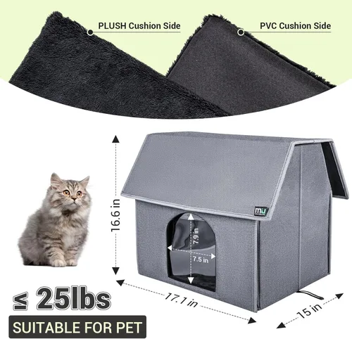 Miniatura 4 de MIU Color Casa para Gatos al Aire Libre, Casas Grandes Resistentes a la Intemperie para Gatos al Aire Libre, Refugio Aislado para Gatos Ferales