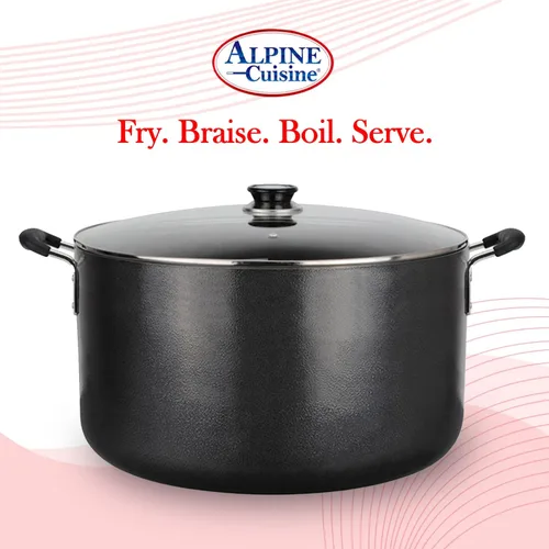 Miniatura 4 de Alpine Cuisine Olla de Caldo antiadherente de 35 cuartos de galón con tapa de vidrio templado y asas de transporte, utensilios de cocina multiusos